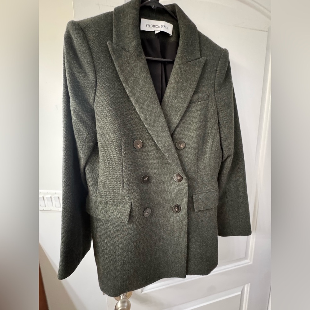 Veronica Beard Double Dickey Charcoal Green Women's  Blazer Size 6